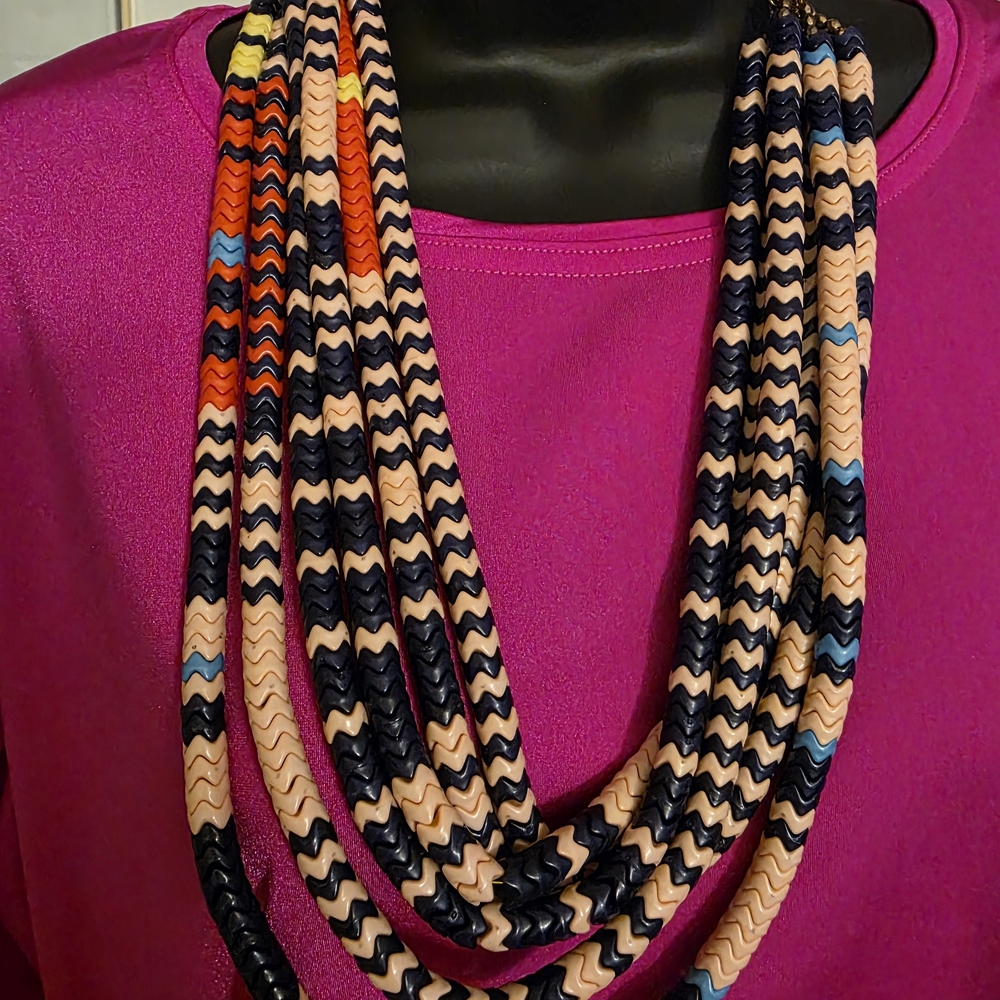 Sassy Jones Original Kabibi (No Brooches) Vibrant Chevron Necklace